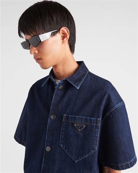 prada navy shirt|Navy Denim shirt .